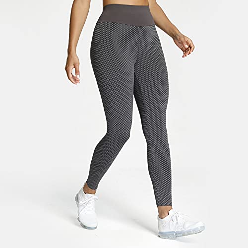 Aoxjox Women's Scrunch Butt Lift High Waist Yoga Pants Tummy Control Ruched Workout Leggings Textured Booty Tights (Black Grey, Medium) #TOP20
