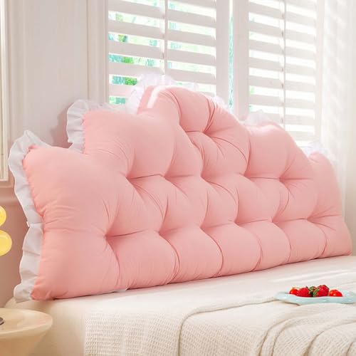 mongdodo 背もたれクッション 背当てクッション 100cm ベッド バックレスト デイベッド 腰枕 姫系 PPコットン 読書クッション 単色 取り外し可能 カラー1 背もたれ付きクッション 洗濯可能 ローテーブル 仮眠用 インテリア 北欧 フリル