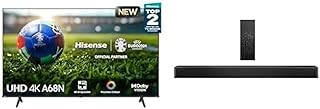 Hisense 65 inch 4K UHD Smart HDR+/HDR10 Google TV 65A68N with Bluetooth, Came Mode Plus and 2.1 Channel Soundbar HS2100 Eq...
