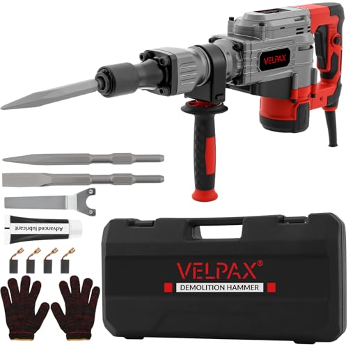 Demolition Hammer,2800 BPM Jackhammer,with 2 Replaceable Chisels,360°Anti-Vibration Rotary Handle, Electric Chisel for Concrete Breaking and Heavy-Duty Work