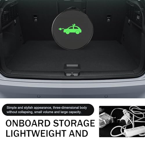 MOXRUQ Charger Bag, Portable EV Charging Cable Bags, Waterproof Oxford Cloth Storage Bag for Charger, Jumper Cables, Cords (Square)