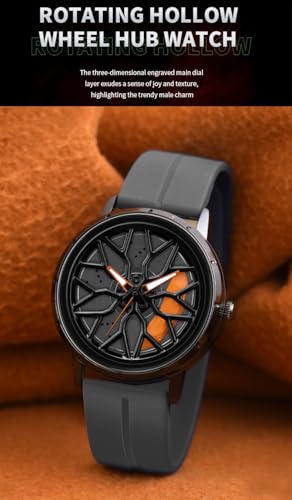 Image of Shocknshop RevolveX Rotating Hollow Wheel Hub Creative Fashion Analog Silicone Magnetic Strap Wrist Watch for Men Boys -WCH368