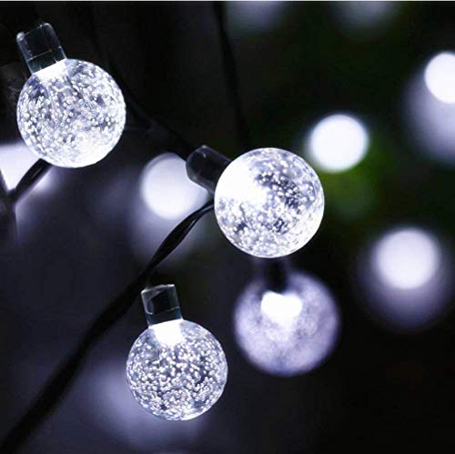 Zoutog Battery Operated String Lights, 33Ft 60 Crystal Balls Outdoor String Lights With Remote Controller + 8 Pcs Lighting Hooks, Led String Lights For Patio/Garden/Lawn/Home - White #TOP13