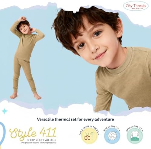 City Threads Kids Thermal Underwear Set Made in USA Sensory Friendly Kids Long Johns, Thermal Set for Boys Base Layer for Ski - 3