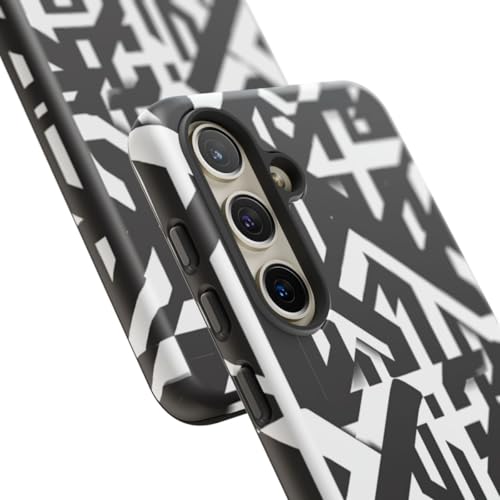 Coque Samsung S24 motif géométrique noir et blanc rigide mate