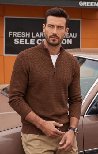 COOFANDY Men's Half Zip Sweater Casual 1/4 Zip Up Knitted Pullover Sweaters — view 4