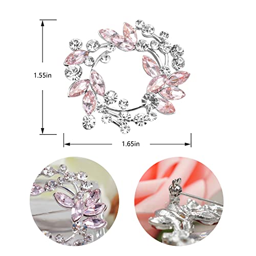Image of Gyn&Joy Clear Crystal Rhinestone Floral Wreath Pin Brooch BZ005