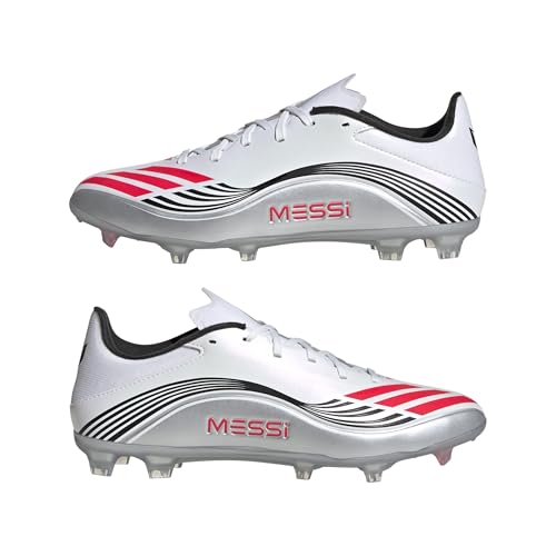 Adidas Unisex-Adult F50 Messi League Firm Ground/Multi Ground, White/Lucid Red/Silver Metallic, 7 by adidas - Image 7