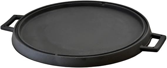 Lava Casting Round Duplex Grating Pan Cast Iron Solid Double Handle Diameter(Ø)34cm.