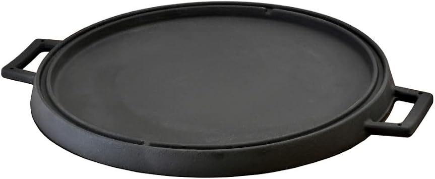 Lava Casting Round Duplex Grating Pan Cast Iron Solid Double Handle Diameter(Ø)34cm.