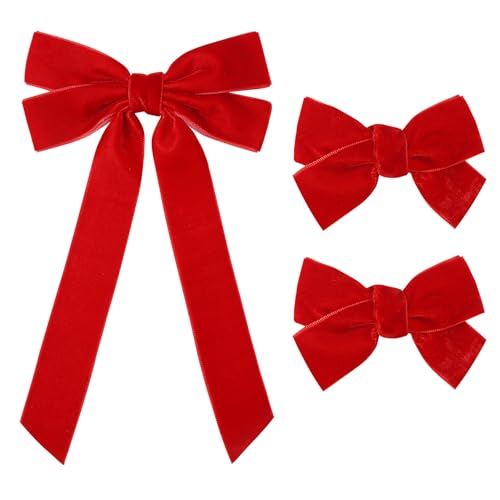 3PCS Velvet Hair Bow Red Hair Ribbon Clips for women Girls Fall Alligator Hair Clips Hair Accessories Toddlers Kids Teens