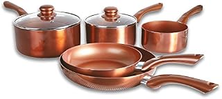 Cermalon Complete 5-Piece COPPER COLLECTION Cookware Set with frying pans and saucepan, Suitable for all Hob Types including Induction, Non-Stick