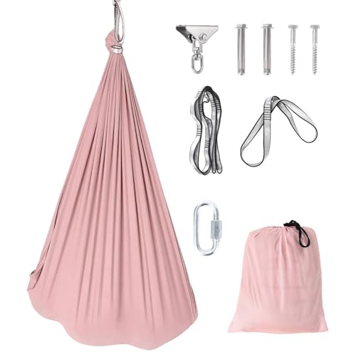 GarveeLife Dual-Layer Compression Sensory Hammock Swing for Kids & Adults, Calming Cuddle Chair, 360° Swivel, Deep Pressure Therapy, Durable & Comfortable, 300 lbs Capacity, Light Pink