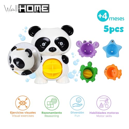 WELL HOME MOBILIARIO & DECORACIÓN WH14721 5-teiliges Badset im Panda-Design, bunt, 31x7,5x23
