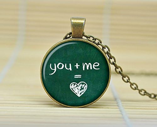 ArtShop Love Heart Necklace Love Heart Pendant Gift Ideas For Couples For Her Him I Love You Jewelry Glass Cabochon Necklace A2174