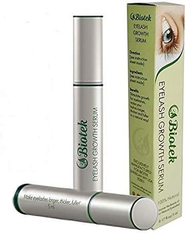 Biotek Eyelash and Eyebrow Growth Serum 5milliliter-Best Natural Lash Enhancing Treatment - Growth Longer, Fuller, Thicker Lashes and Brows in 30 Days Boosts Regrowth Prevents Thinning Breakage