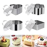 4 pcs Cake Ring Mold Stainless steel cake mold Baking mousse ring Cake ring with push Board press rice ball sushi tool for Home Cake Making
