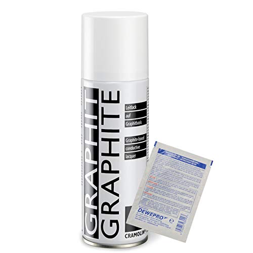 Graphite 200 ml Spray – Vernis conducteur à base Graphite – ITW Cramolin – 1281411, + 1 St orig. dewepro® Single Scrubs