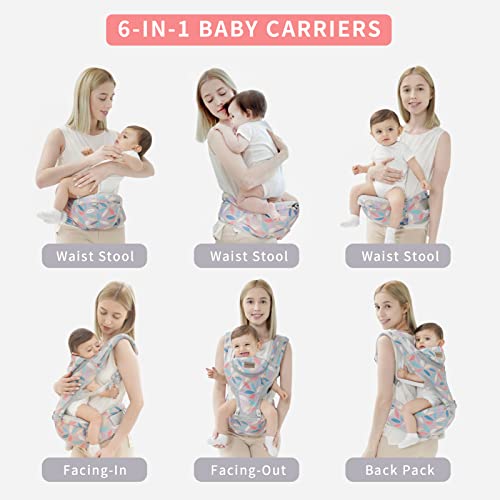 Iulonee 6-In-1 Newborn Baby Carrier Ergonomic Infant Carrier With Hip Seat Lumbar Front And Back Backpack Carry Holder Carrier For Babies Girls & Toddler Boys To 7-45Lbs (Leaves Blue) #TOP2