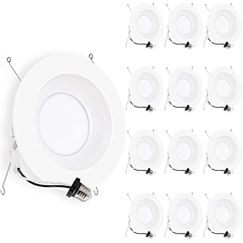 Energetic Led Can Light 5/6 Inch Dimmable, 13W=150W, Daylight 5000K, 1000Lm, Energy Star & Etl, Led Recessed Lighting Downlight, Baffle Trim, Damp Rated, 12 Pack #TOP22