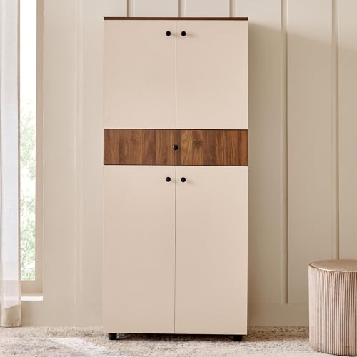 Image of Home Centre | Addison 24 Pairs Shoe Cabinet with Drawer | Engineered Wood | Walnut | 1 Year Warranty