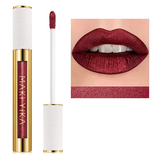 MAKI YIKA Metallic Pink Lipstick Long Lasting Hot Pink Lipsticks for Mother Women High Shine Glitter Lipstick No Smudge Transferproof Liquid Lip Gloss (BR01 Love Story)