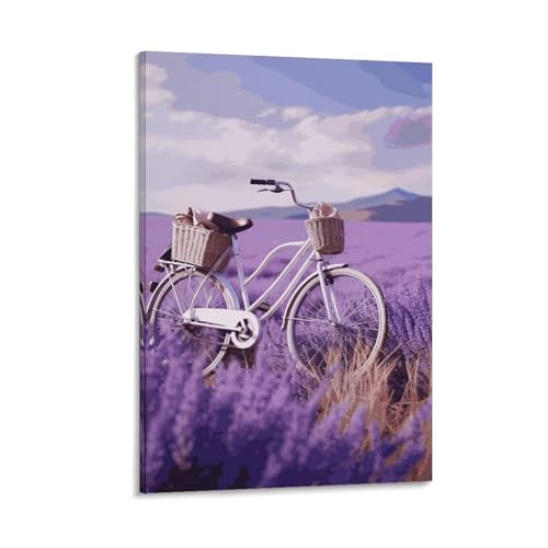 Impression sur toile vélo lavande BWQMNT décoration murale haute netteté