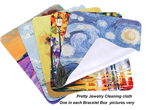 Image of Blazing Autumn Three Van Gogh Starry Night Art Bracelets With Cleaning Cloth (Gold Colored Metal)