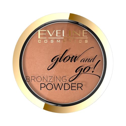 Eveline Cosmetics Glow and Go Gebackener Bronzing Puder - No 02 Jamaica Bay - Seidig Glatter, Natürlicher Finish Bronzer für Konturierung und Verstärkung der Bräune