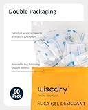 wisedry Silica Gel Sachets Bags 5 Gram x 60 Packs with Orange Beads Humidity Indicator Moisture Absorber for Air Dryer Moisture Removal, Food Grade - Image 4