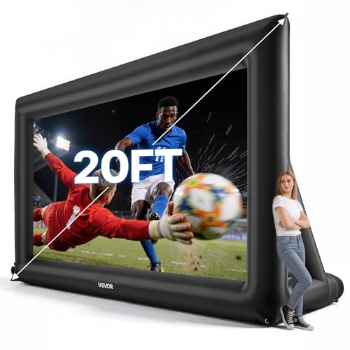 VEVOR Inflatable Movie Screen 20 ft Outdoor Inflatable Projection Screen with Portable Storage Bag Front/Rear Projection Easy Set Up Blow Up Screen for Outdoor Backyard Movie Night Theme Parties