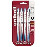 uni-ball® Vision™ Elite™ Liquid Ink Rollerball Pen, Bold Point, 0.8 mm, Silver Barrels, Blue/Black Ink