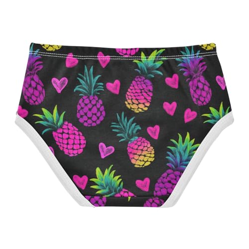 Wusikd Pineapples Pink Hearts Girls' Underwear Cotton Girls Briefs Soft Toddler Underwear 2T2
