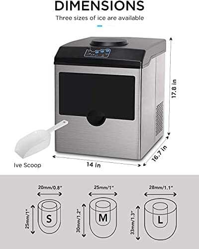 BEAGHTY Elektrische Eiswürfelmaschine, 2-in-1-Eismaschine mit Wasserspender, tragbare Eismaschine aus Edelstahl für die… – Bild 8
