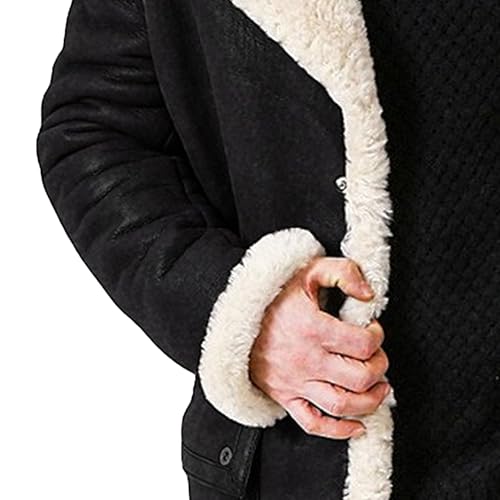 Men's Lamb Wool Bomber Coat Winter Bomber Fleece Lined Leather Jackets Aviator Coat Shearling Leather Jacket4