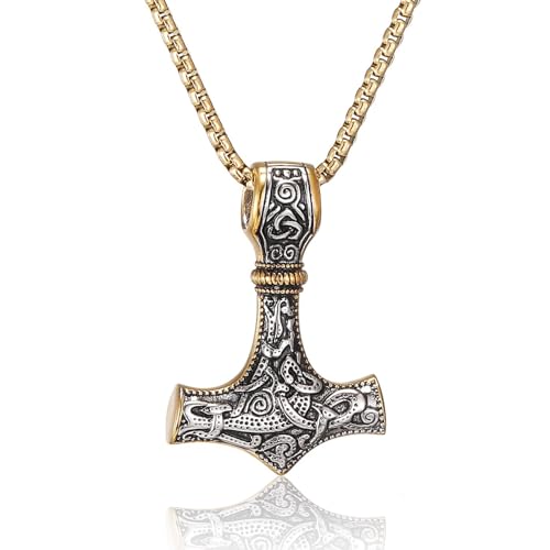 RWQIAN herren mjölnir kette thors hammer gold anhänger hammerkette wikinger halskette 55cm männer wikinger schmuck