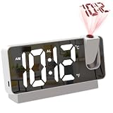 KADAMS Projection Alarm Clock for Bedroom Ceiling & Wall, 180° Projection, Large Mirror LED Screen,