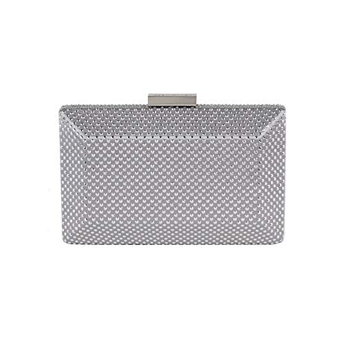 Pochette de luxe Maurice argent en satin noble et détails cloutés ACACA096