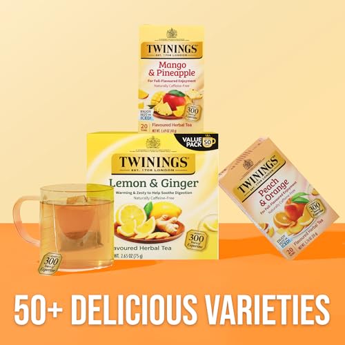 image for Twinings Mango & Pineapple Herbal Tea Individually Wrapped Bags, 20 Co
