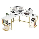 Teraves Modern L Shaped Desk with Shelves,Computer Desk/Gaming Desk for Home Office,Corner Desk with...