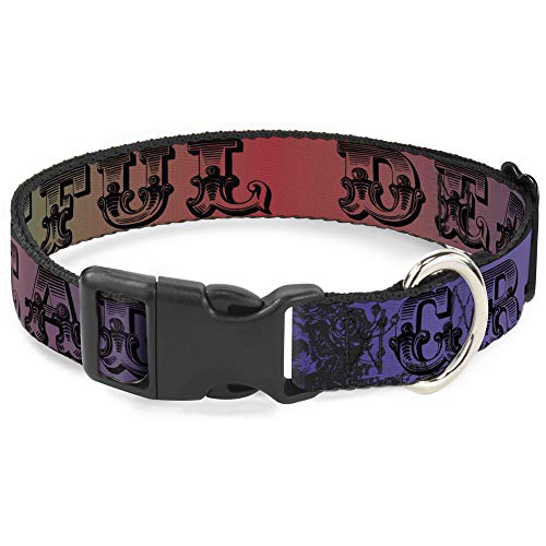 Dog Collar Plastic Clip Grateful Dead Text Skull Roses Rainbow Fade 18 to 32 Inches 1.5 Inch Wide by Buckle-Down - Used condition - US$16.96