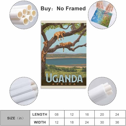 Póster de viaje vintage de Uganda: inspira tus días con la magia de África en un lienzo 2