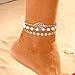 Produktbild Yean Boho Layered Pendant Anklet Silver Beach Leaf Sequins Foot Chain Jewelry for Women and Girls