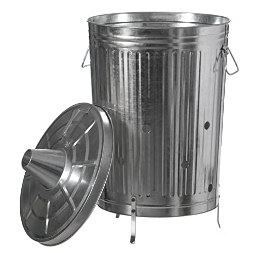 Gardenised QI004569 Silver Outdoor Galvanized Metal Garden Incinerator Can thumb #1