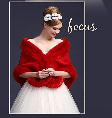 Faux Fur Wrap Soft Winter Shawl Stole Shrug Cover Up for Wedding Bridal Bridesmaid3