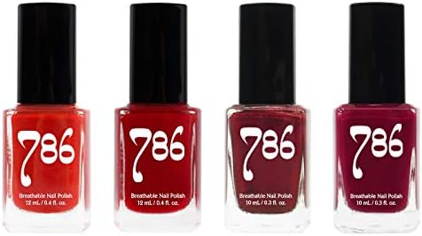 786 Cosmetics Nail Polish Set - Vegan, Cruelty-Free, Halal Nail Polish, 4 Full Sized Nail Polishes (Red Set)