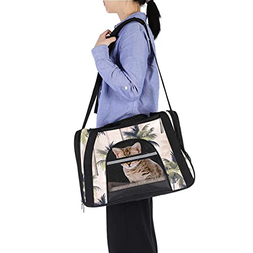 Bolsa de transporte para mascotas de viaje con estampado tropical de palmeras vintage 7