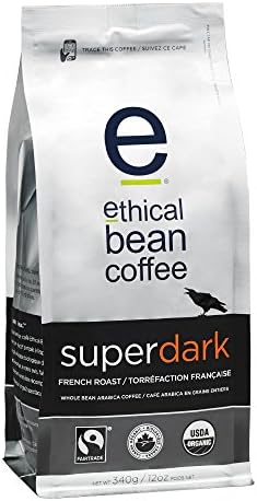 ETHICAL BEAN COFFEE Organic Whole Bean Super Dark Coffee, 340 GR