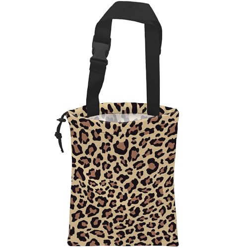 Image of Car Trash Bag Hanging Brown Leopard Print Car Trash Can Waterproof Garbage Bag Hanging for Car Back Seat