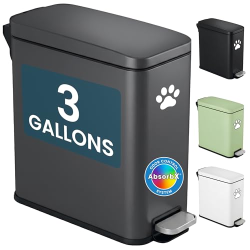 iTouchless 3 Gallon / 12 Liter Outdoor Pet Waste Bin with AbsorbX Odor Filter - Stainless Steel Garbage Can with Lid & Pedal - Small Trash Can for Patio, Deck, Yard, and Garage, Matte Gray by iTouchless - Used condition - US$44.13